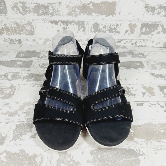 Clarks Glide Hi Shore Black Strappy Sandals X343 - Picture 3 of 9